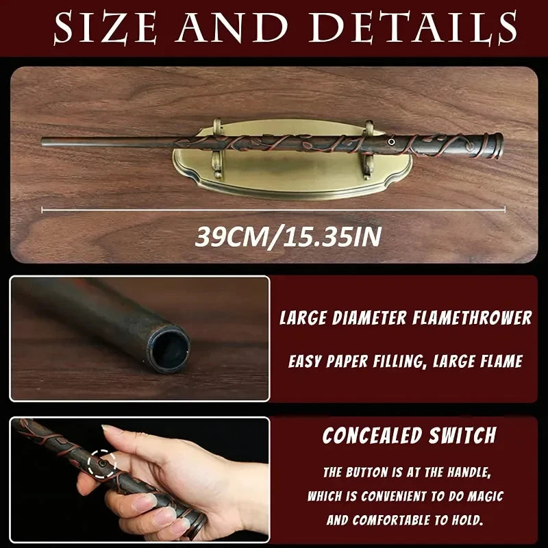 Fire-Breathing Magic Wand – Electronic Fireball Prop for Role Play & Decor
