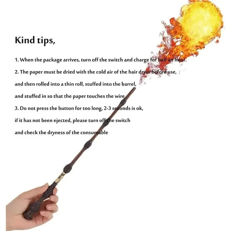 Fire-Breathing Magic Wand – Electronic Fireball Prop for Role Play & Decor