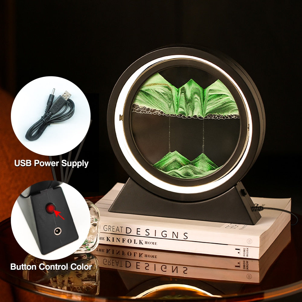 Moving Sand Art Table Lamp – Mesmerizing 3D Landscape Night Light